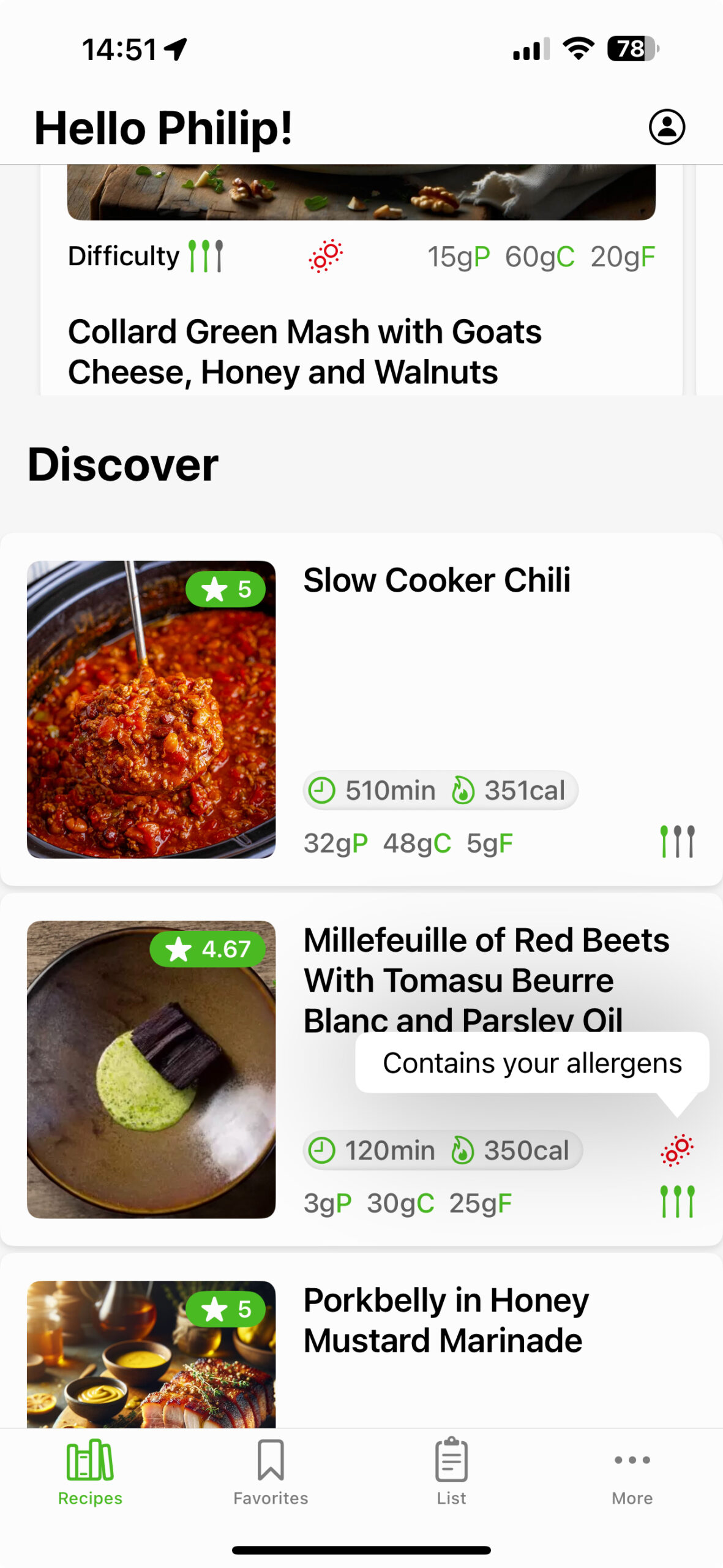recipe app features