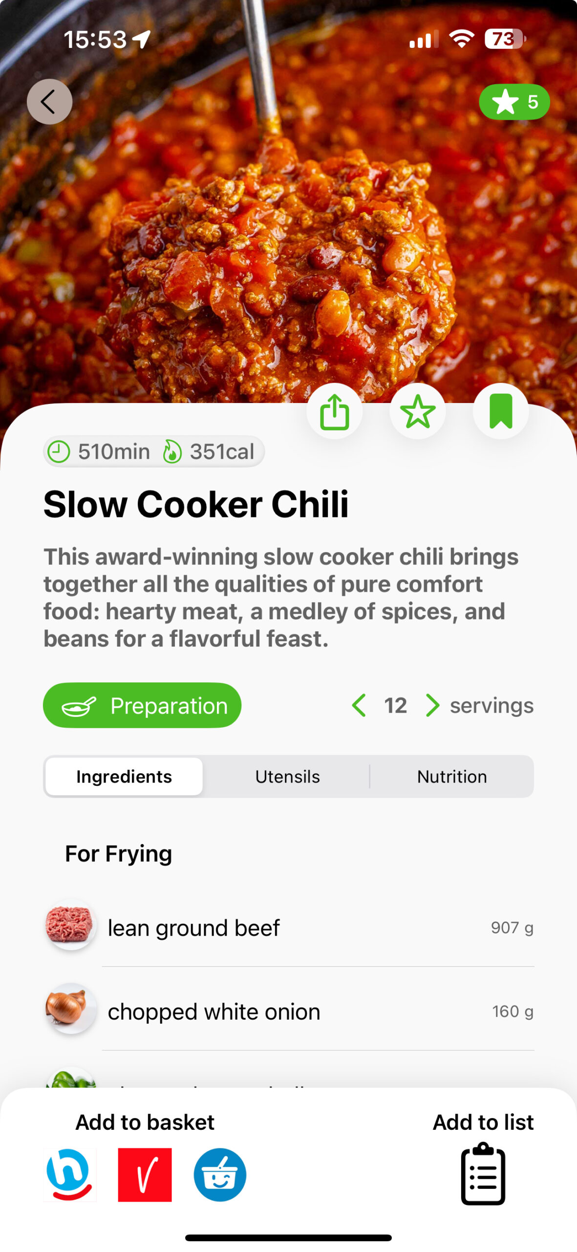 recipe app features detail